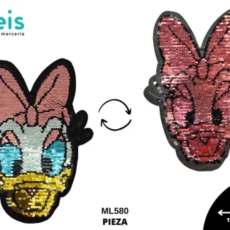 PARCHES LENTEJUELA REVERSIBLE DAISY C/MOÑO ML580 ROSA