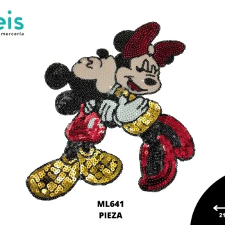 PARCHES LENTEJUELA MINIE Y MICKEY ABRAZADOS FELICES ML641