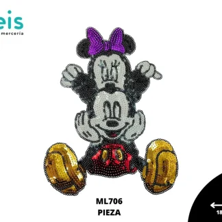 PARCHES LENTEJUELA MICKEY Y MINNIE ABRAZADOS ML706
