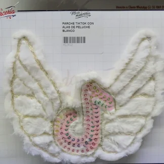 PARCHES BORDADOS Y ESTAMBRE TIKTOK CON ALAS ML902 20cmX16cm BLANCO