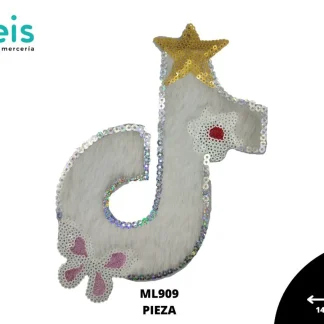 PARCHES BORDADOS Y ESTAMBRE TEDDY LOGO TIKTOK ML909 14.5cmX20cm BLANCO