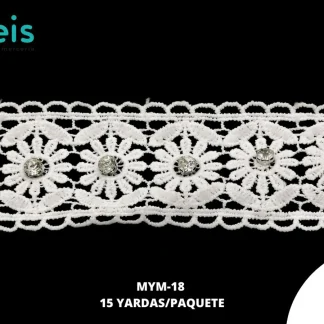 GUIPIUR SEDA DE LECHE DECORADO MYM-18 BLANCO 4.5 CM 15 YARDAS/PAQUETE