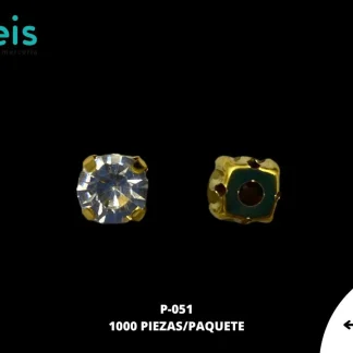REMACHES METAL PIEDRA COSTURA P-051 7.6mmX7.6mm 1,000 PZ/PQT DORADO