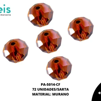 PIEDRA MURANO RONDELA 8X10MM CAFE 72 U/SARTA