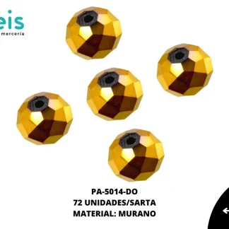 PIEDRA MURANO RONDELA 8X10MM DORADO 72 U/SARTA