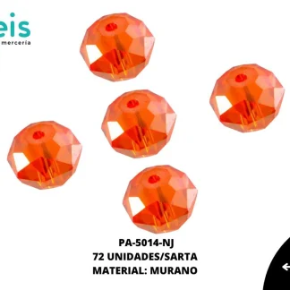 PIEDRA MURANO RONDELA 8X10MM NARANJA 72 U/SARTA