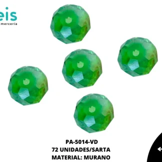 PIEDRA MURANO RONDELA 8X10MM VERDE 72 U/SARTA