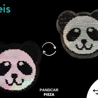PARCHES LENTEJUELA REVERSIBLE PANDA PANDCAR 16.5cmX15cm BLANCO/NEGRO