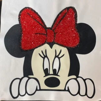 APLICACION PIXIE MINNIE SUBLIMADO CON MOÑO ROJO