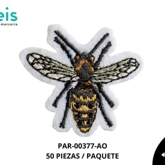 PARCHES BORDADOS Y ESTAMBRE INSECO ABEJA PAR-00377-AO 4cmX4cm 50 PZ/PQT AMARILLO