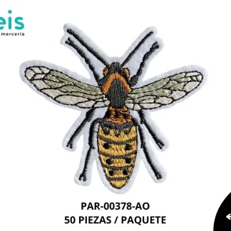 PARCHES BORDADOS Y ESTAMBRE INSECTO ABEJA PAR-00378-AO 8cmX7cm 50 PZ/PQT ABEJA