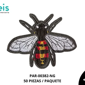 PARCHES BORDADOS Y ESTAMBRE INSECTO MOSCA PAR-00382-NG 7.5 cmX8.5cm 50 PZ/PQT NEGRO