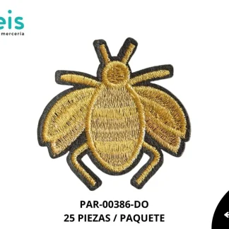 PARCHES BORDADOS Y ESTAMBRE INSECTO ESCARABAJO PAR-00386-DO 6.5cmX7cm 50 PZ/PQT NEGRO/DORADO