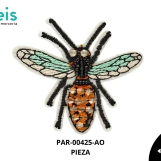 PARCHES BORDADOS Y ESTAMBRE MOSCA CON PEDRERIA PAR-00425-AO 7.5cmX7cm 50 PZ/PQT AMARILLO