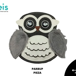 PARCHES BORDADOS Y ESTAMBRE BUHO OJOS PEDRERIA PARBUP 21cmX19cm GRIS
