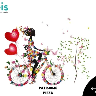 PARCHES DTF GRANDE BICICLETA FLORES CORAZON Y MARIPOSAS PATR-0046 39cmX28cm