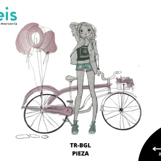 PARCHES DTF CHICA BICICLETA GLOBOS PATR-0047 28cmX30cm