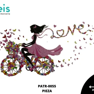 PARCHES DTF CHICA EN BICI MARIPOSAS LOVE PATR-0055 29.5cmX14cm MULTICOLOR