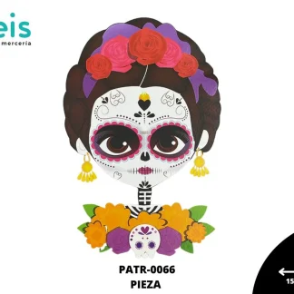 PARCHES DTF CATRINA CON FLORES DE CEMPAZUCHIL PATR-0066 15.5cmX24cm