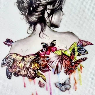 PARCHES DTF CHICA CON MARIPOSAS PATR-0091 MULTICOLOR