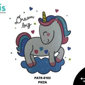 PARCHES DTF UNICORNIO DREAM BIG PATR-0103 18.5cmX22cm