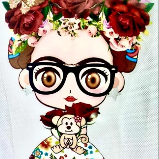 PARCHES DTF FRIDA CHANGUITO CON ROSAS ROJAS PATR-0118