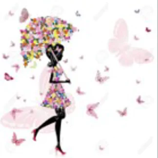 PARCHES DTF CHICA CON SOMBRILLA DE FLORES Y MARIPOSAS PATR-0122 MULTICOLOR