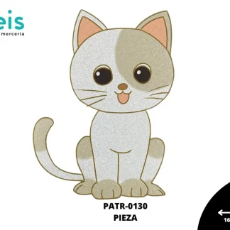 PARCHES DTF GATITO OREJAS ROSAS MANCHA CAFE PATR-0130 16.5cmX22cm