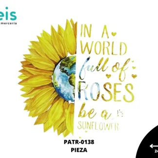PARCHES DTF GIRASOL MUNDO IN A WORLD PATR-0138 24.5cmX24.5cm AMARILLO