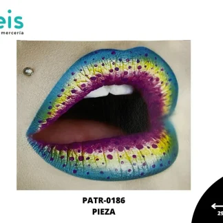 PARCHES DTF LABIOS CON PIERCING AZUL MORADO PATR-0186 29.5cmX23.5cm