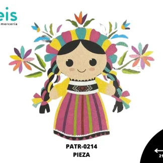 PARCHES DTF MUÑECA MICHOACANA FLORES PATR-0214 21.5cmX19.5cm