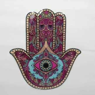 PARCHES DTF MANO CON OJO TURCO PURPURA CON AZUL PATR-0224
