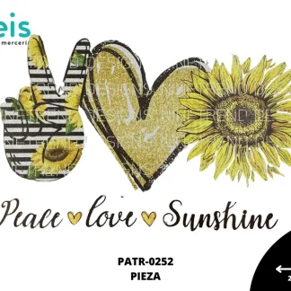PARCHES DTF PEACE LOVE SUNSHINE GIRASOLES PATR-0252 29cmX18cm