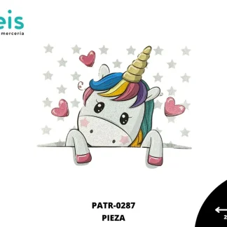 PARCHES DTF UNICORNIO ESTRELLAS Y CORAZON PATR-0287 22cmX18cm