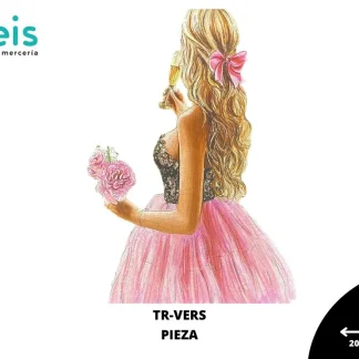 PARCHES DTF CHICA VESTIDO ROSA PATR-0292 20.5cmX30cm