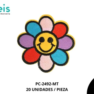 PARCHES BORDADOS Y ESTAMBRE FLOR PC-2492-MT 50 PZ/PQT MULTICOLOR
