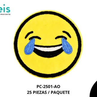 PARCHES BORDADOS Y ESTAMBRE PLANCHABLE EMOTICON RIENDO PC-2501-AO 6cm 25 PZ/PQT AMARILLO