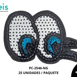PARCHES LENTEJUELA OJOS PC-2546-NG 25 PZ/PQT NEGRO