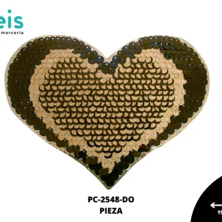 PARCHES LENTEJUELA REVERSIBLE CORAZON PC-2548-DO DORADO