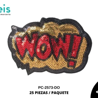 PARCHES LENTEJUELA ONOMATOPEYA WOW PC-2573-DO 13cmX9cm 25 PZ/PQT