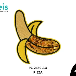 PARCHES BORDADOS Y ESTAMBRE LENTEJUELA PLATANO PC-2660-AO 11.4cmX14.4cm AMARILLO