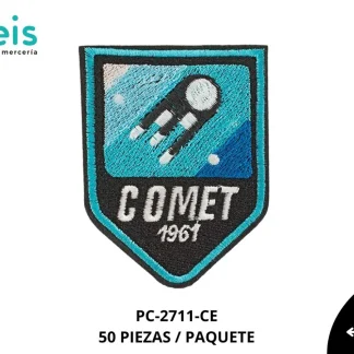 PARCHES BORDADOS Y ESTAMBRE COMET 1961 PC-2711-CE 6.5cmX8.4cm 50 PZ/PQT CELESTE