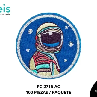 PARCHES BORDADOS Y ESTAMBRE COSMICO ASTRONAUTA DE PERFIL PC-2716-AC 6.4cmX6.4cm 100 PZ/PQT