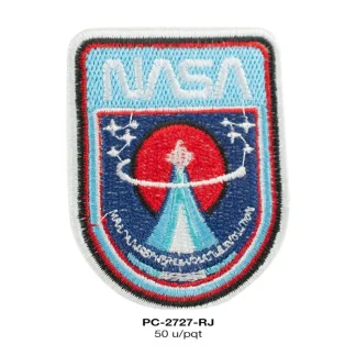 PARCHES BORDADOS Y ESTAMBRE COSMICO NASA PC-2727-RJ 6.3cmX8.3cm 50 PZ/PQT ROJO