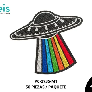PARCHES BORDADOS Y ESTAMBRE NAVE DE OVNI PC-2735-MT 9.5cmX11cm 50 PZ/PQT MULTICOLOR