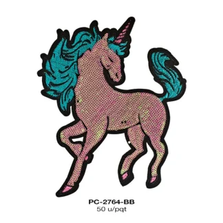 PARCHES LENTEJUELA UNICORNIO PC-2764-BB 50 PZ/PQT ROSA