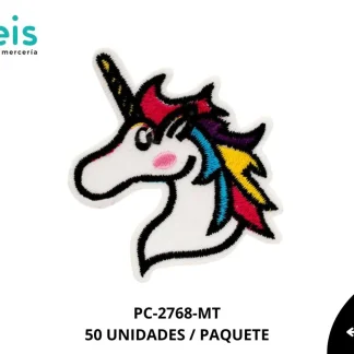 PARCHES BORDADOS Y ESTAMBRE UNICORNIO PC-2768-MT 6cmX5.5cm MULTICOLOR