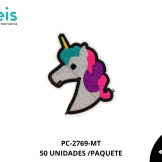 PARCHES BORDADOS Y ESTAMBRE UNICORNIO PC-2769-MT 6cmX6cm