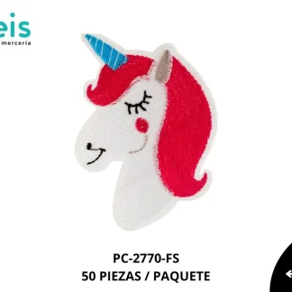 PARCHES BORDADOS Y ESTAMBRE UNICORNIO DE PERFIL PC-2770-FS 6.5cmX9.3cm 50 PZ/PQT FIUSHA