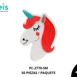PARCHES BORDADOS Y ESTAMBRE UNICORNIO DE LADO PC-2770-SM 6.5cmX9.3cm 50 PZ/PQT SALMON